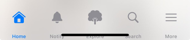 toolbar with too much padding around icons so the labels are obscured by the bar at the bottom of the screen