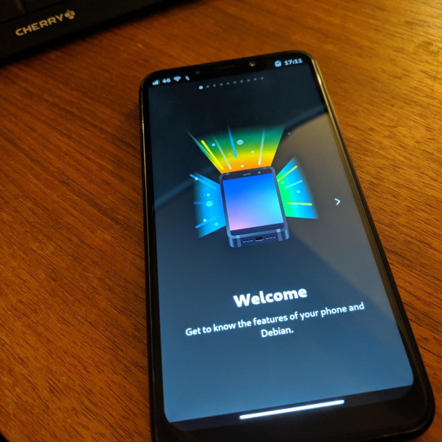 My phone welcomes me friendly and reminds me that it runs Debian.