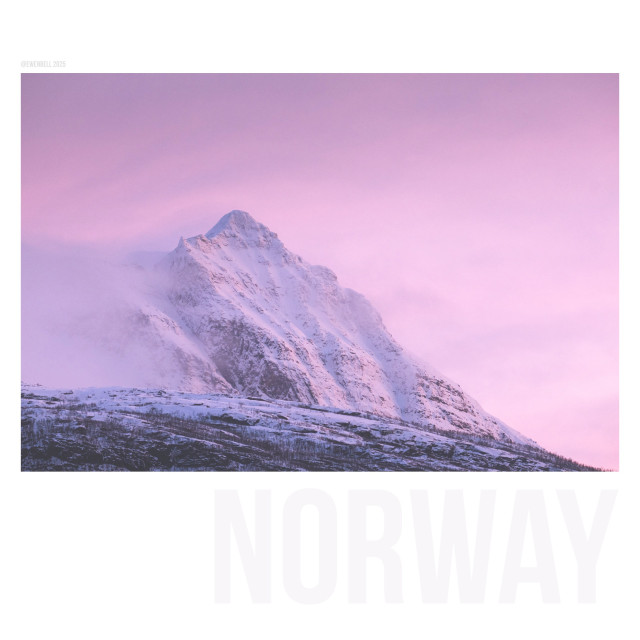 View across the fjord to one of our favourite mountain peaks. Pink clouds filled the morning sky, hinting at the sunlight that won't arrive here for aother 5 weeks.