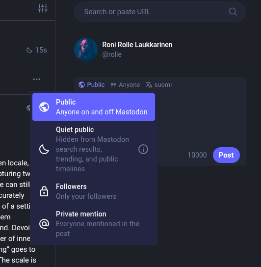 Visibility selection back in dropdown that only requires two clicks.