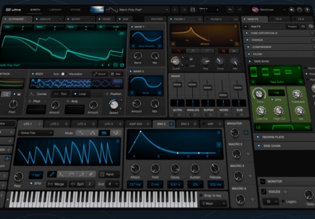 Picture of a plugin synth with a beautiful GUI.