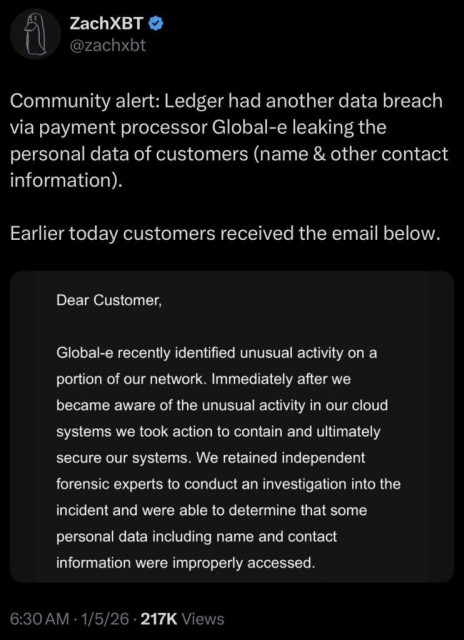 Ledger had another data leak that exposed customer data.