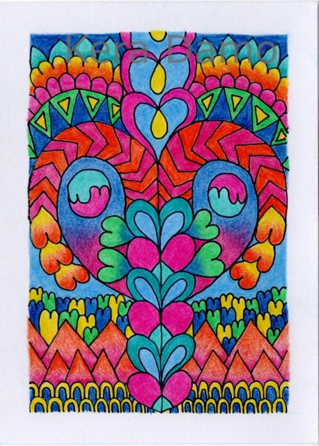 A coloured pencil drawing made by visual artist Kera Damo from The Hague / Een gekleurde potloodtekening van beeldend kunstenaar Kera Damo uit Den Haag