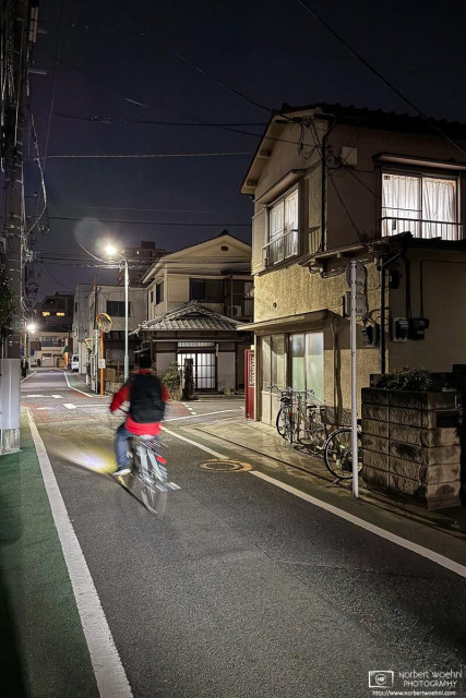 Night photograph taken in the Hasunumacho district of Itabashi Ward in Tokyo, Japan.