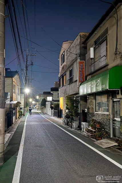 Night photograph taken in the Hasunumacho district of Itabashi Ward in Tokyo, Japan.