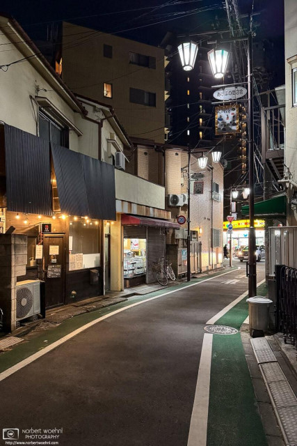 Night photograph taken in the Shimizucho district of Itabashi Ward in Tokyo, Japan.