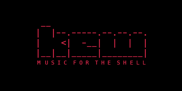 kew - music for the shell.

Ascii logo in red on black background.
