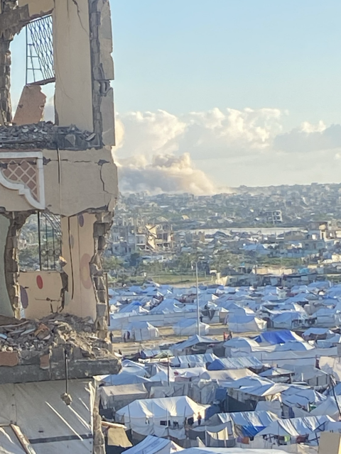I took this photo of an Israeli bombardment that happened behind my location, which caused the tower where I live to shake. 