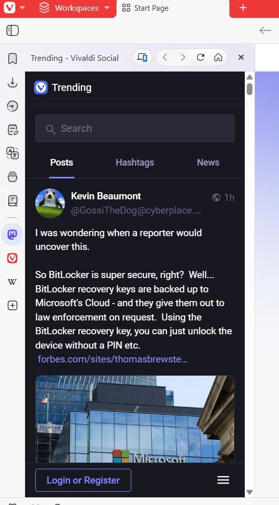Vivaldi Mastodon isntance in the sidebar!