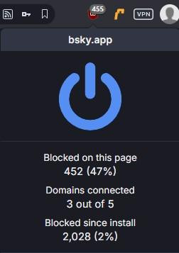 AdBlocker blocks 455 connections on Bsky omfg