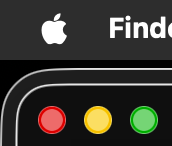 Detail view of the top left corner, where we have a negatively rounded hole because the bottom of the rectangular menubar meets the top left corner of the rounded window.
Nothing fits.