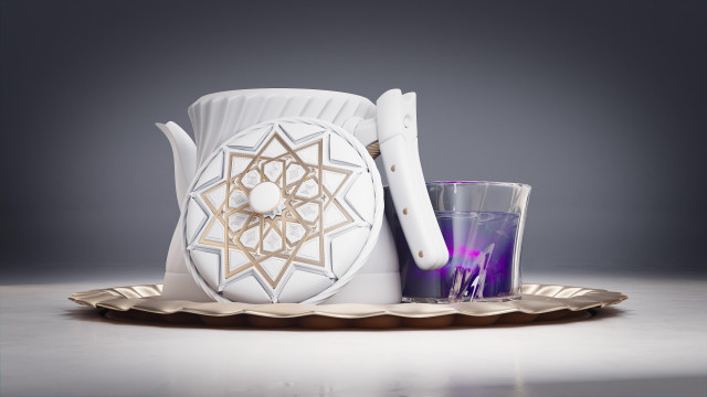 Clay render of highpoly of teapot 