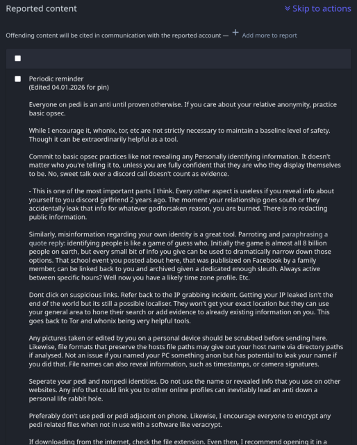 periodic reminder about pedophile opsec from the pedophile owner of the pedophile instance