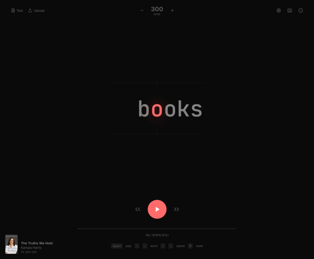 Speed reader screenshot