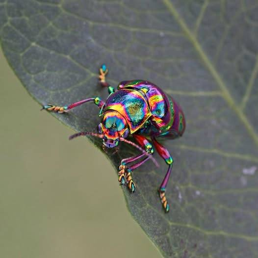 Rainbow Leaf Beetle on a leaf.
