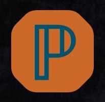 The Pachli Current icon. It's a blue P with two lines in it on an orange background.