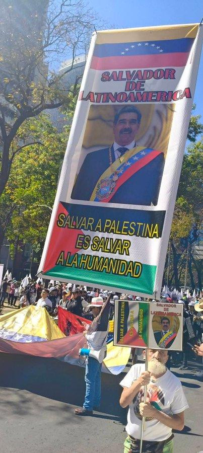 Anti-imperialist march in Mexico City, showing solidarity with Venezuela, Cuba and Palestine