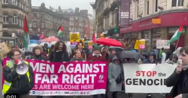 Protesters march against the far right and in solidarity with Palestine in Leeds