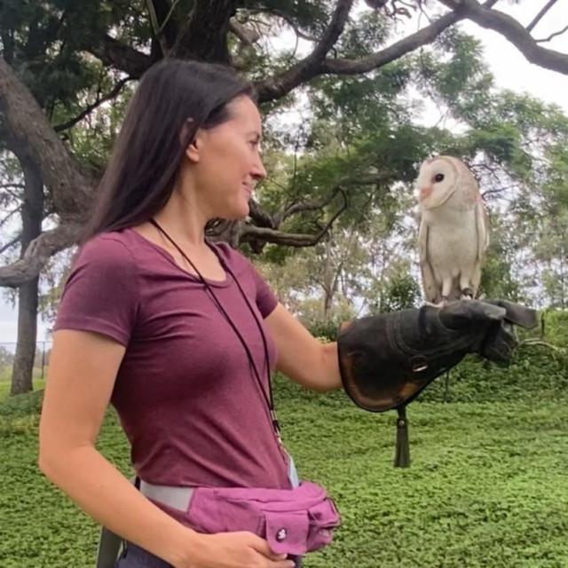 Me holding a beautiful barn owl 