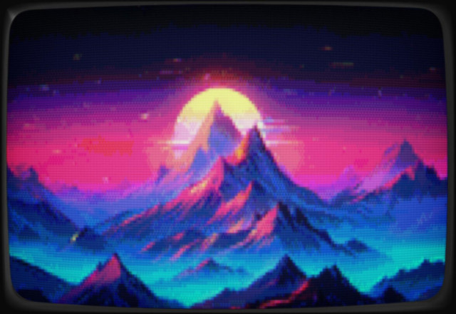 cool vaporwave mountains (CRT version)