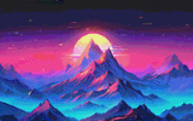 cool vaporwave mountains