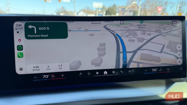 Photo of mapping program on car dash board