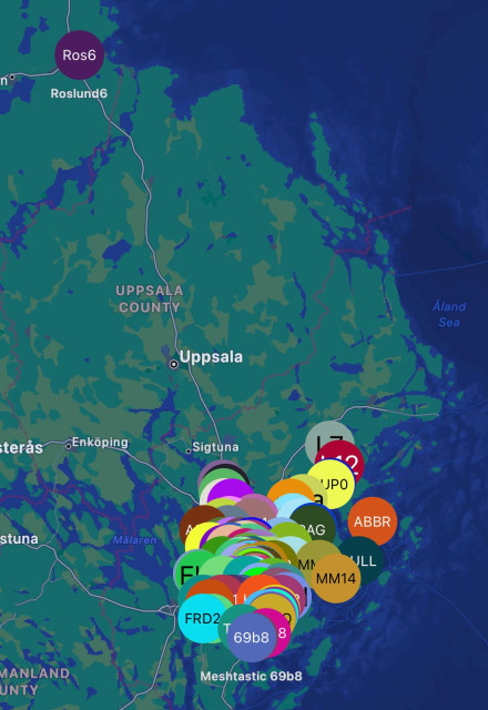 Massor av noder kring Stockholm, och en i… Gävle?