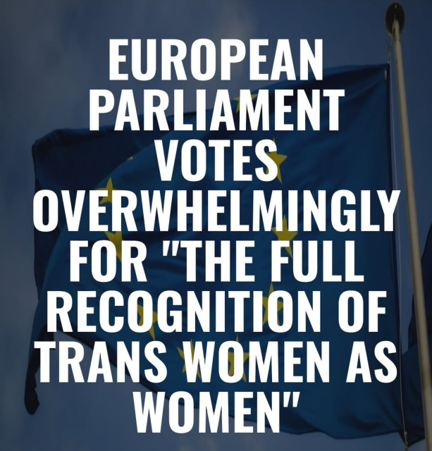 European Parliament votes overwhelmingly for the full recognition of trans women as women 