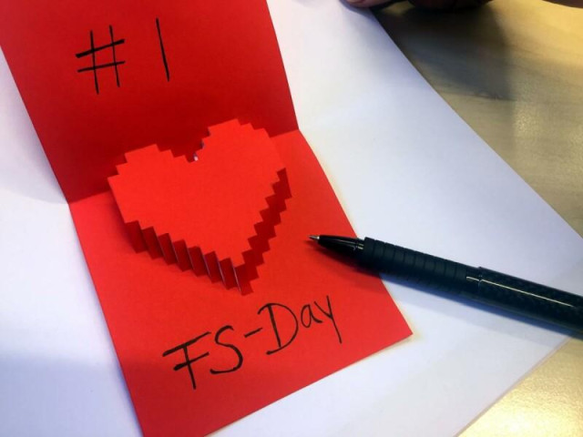 Heart made of red paper