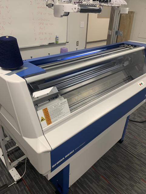 Jenny Lin's Shima Seiki WholeGarment industrial knitting machine at the University of Utah, Kahlert School of Computing.
