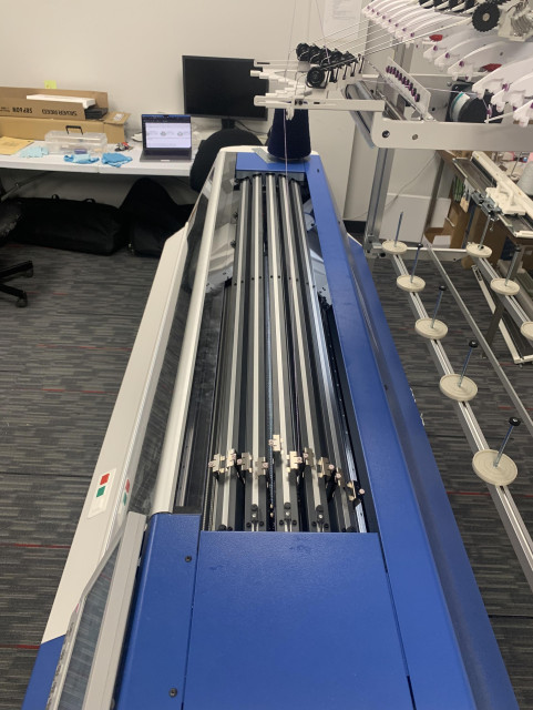 Jenny Lin's Shima Seiki WholeGarment industrial knitting machine at the University of Utah, Kahlert School of Computing.
