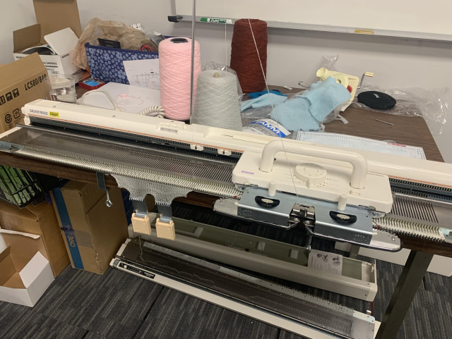 Jenny Lin's Silver Reed knitting machine at the University of Utah, Kahlert School of Computing.