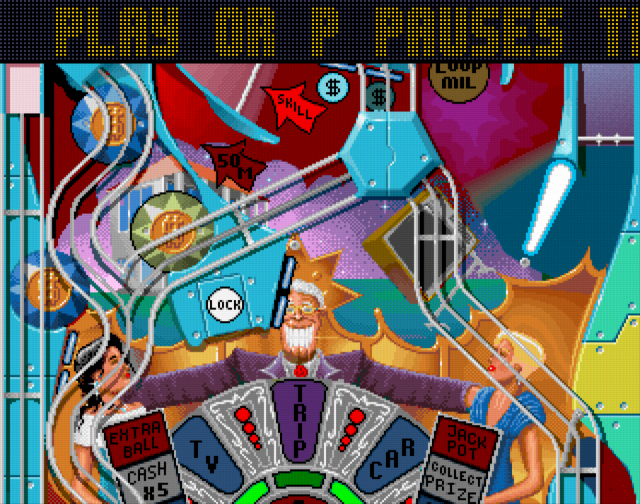 The "Billion Dollar Gameshow" table, from the Amiga CD32 (AGA) version of Pinball Fantasies.