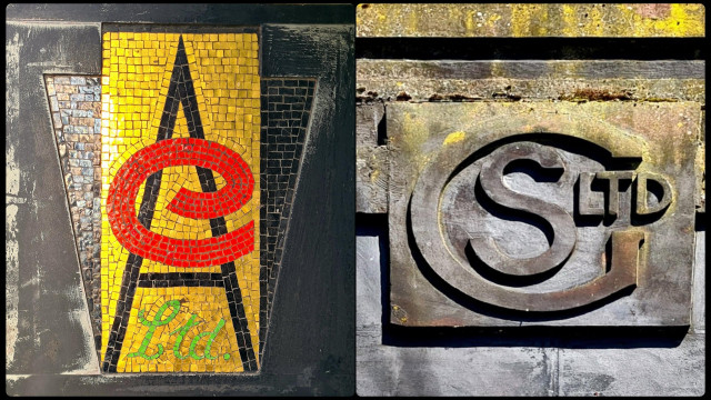A pair of ghost signs for former Glasgow grocery shop chains.
