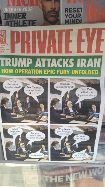 4 cartoon scenes from the US war room:

Q. Is the supreme leader dead?
A. No, Trump always looks like this

Q. Mission accomplished?
A. Yes, I've killed the Epstein story

Q. What happens next?
A. Popular revolt and regime change

Q. Why have you started this war?
A. So that I can stop it 

I'll ring the Nobel Committee...