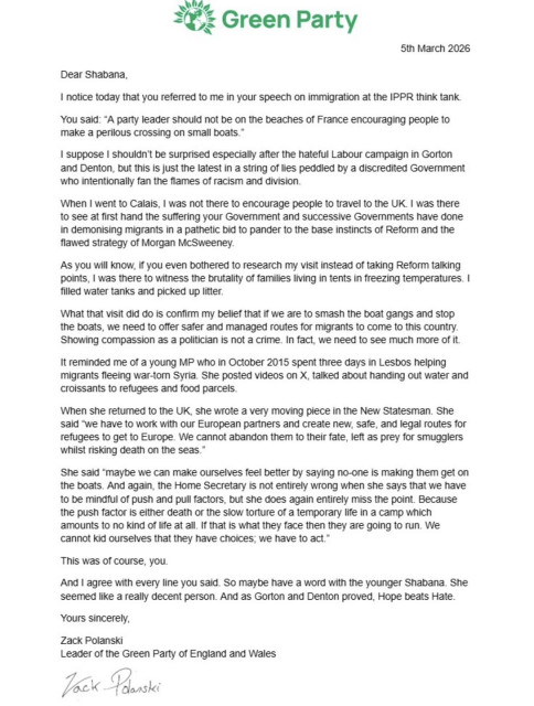 Copy of the letter.  Due to length the text is in the first comment.