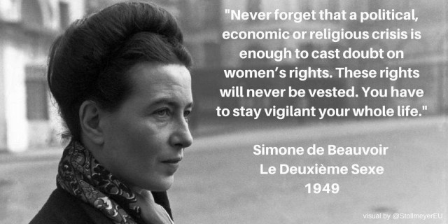 picture of Simone de Beauvoir with same quote as in toot
