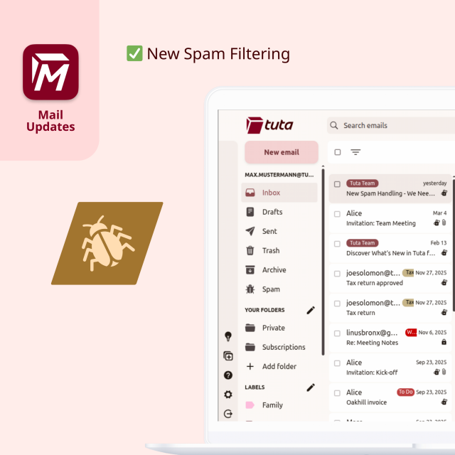 Tuta Mail Updates: New Spam Filtering 