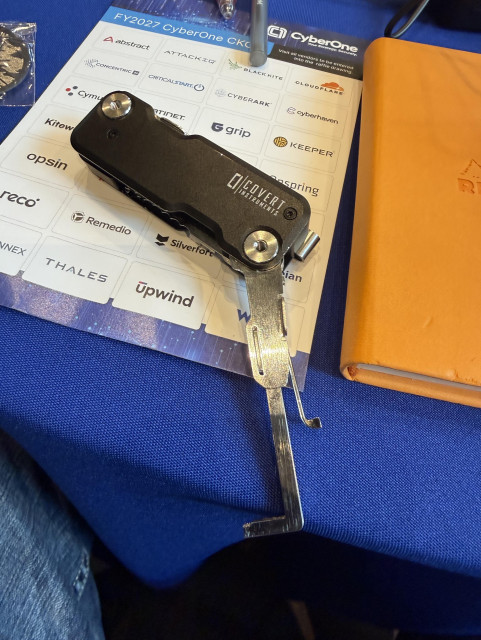 Covert instruments device covert companion pro, opened showing some of the tools used to pick locks.