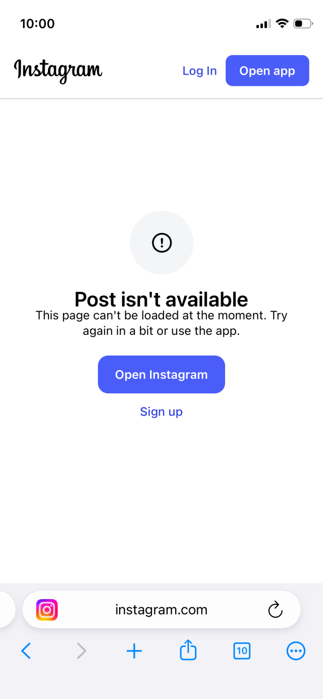 Instagram: Post isn't available
This page can't be loaded at the moment. Try again in a bit or use the app.
Open Instagram
Sign up