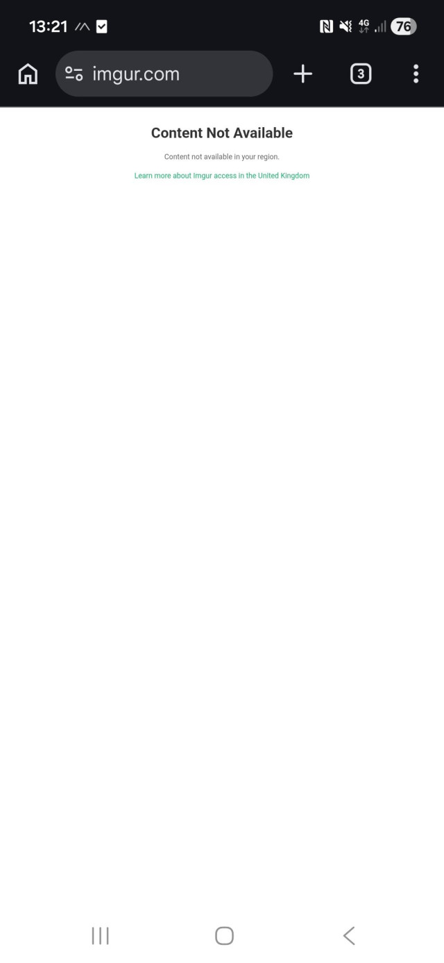 A big white page with the small text "Content not available in your region."