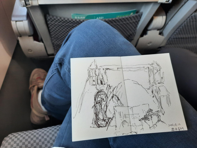 才畫兩筆就開始準備降落，一路抖到落地的線條蠻有趣的