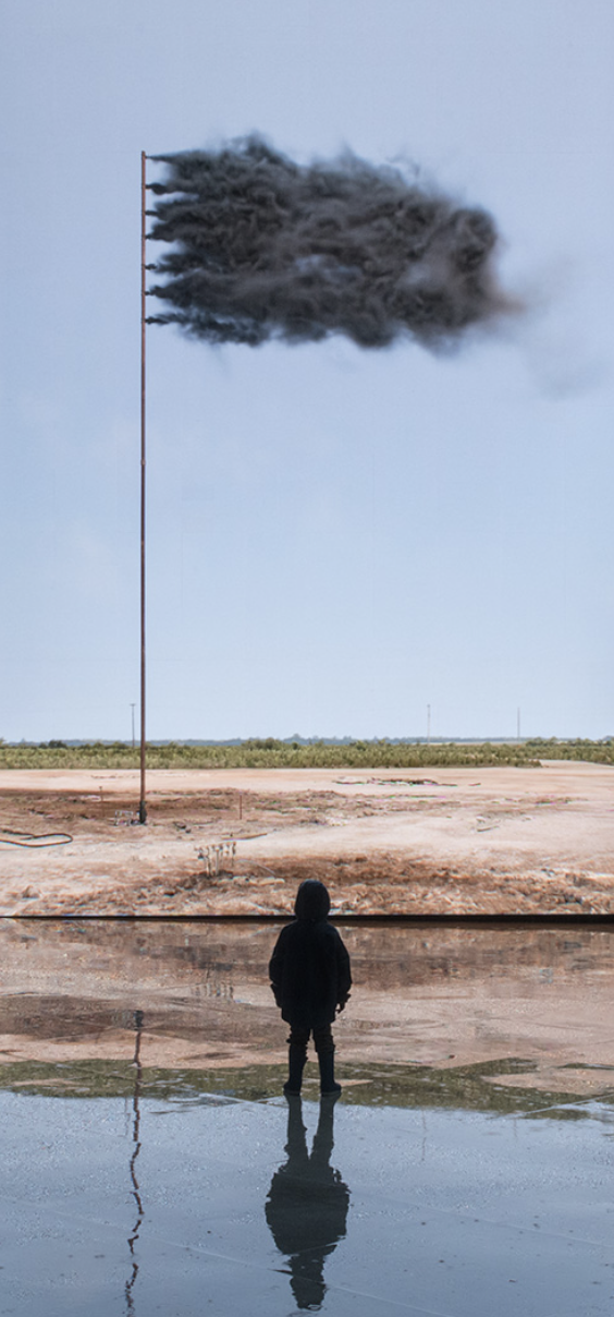 An artwork from 2017 called "Western Flag" by John Gerrard. Photograph by Roberto Ruiz. 