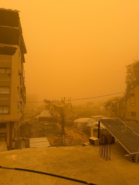 The sky over Gaza is orange and everything is orange