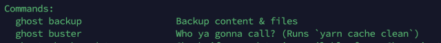  ghost buster                 Who ya gonna call? (Runs `yarn cache clean`)