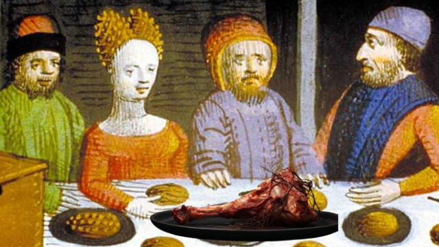 Medieval food banquet