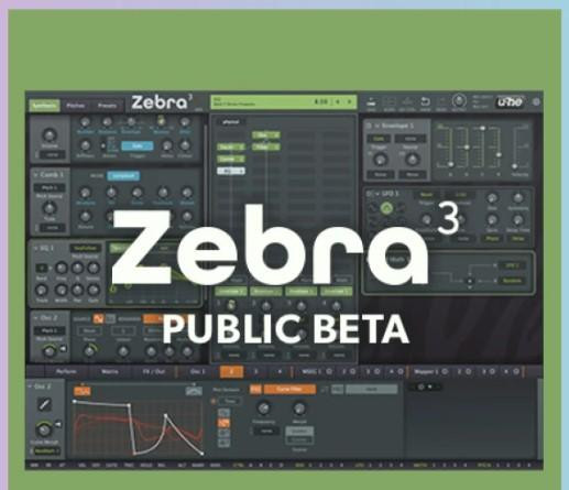 Picture of the Zebra 3 Public Beta software synthesizer