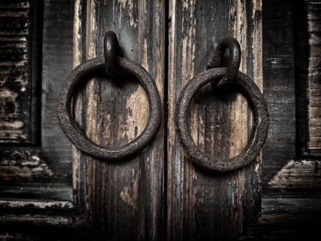 Old, rusty door knockers