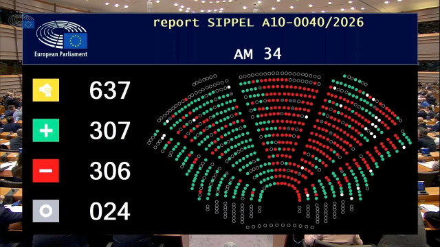 Screenshot of the vote results of the EU Parliament