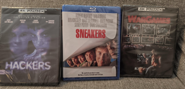 Hackers and WarGames on UHD Blu-ray and Sneakers on bluray